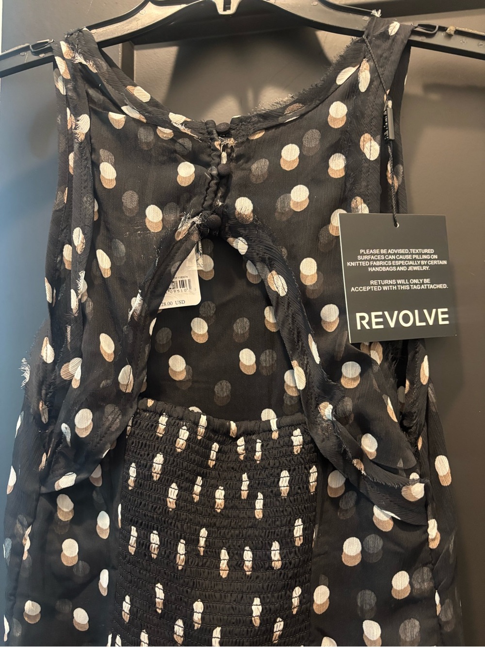Free People Raven Printed Mini Dress XS Night Combo NWT Dot Printed Ruffle black - Picture 12 of 15